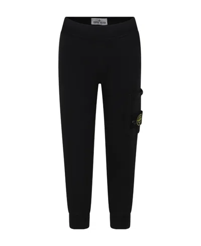 Stone Island Compass-badge Cotton Track Trousers In Black