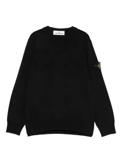 Stone Island Kids' Compass-badge Crew-neck Sweater In Black