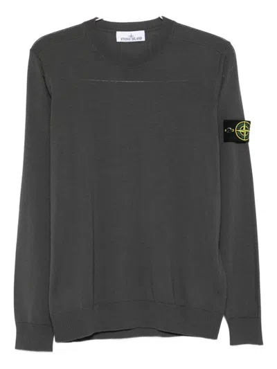 Stone Island Compass-badge Crew-neck Sweater In Gray