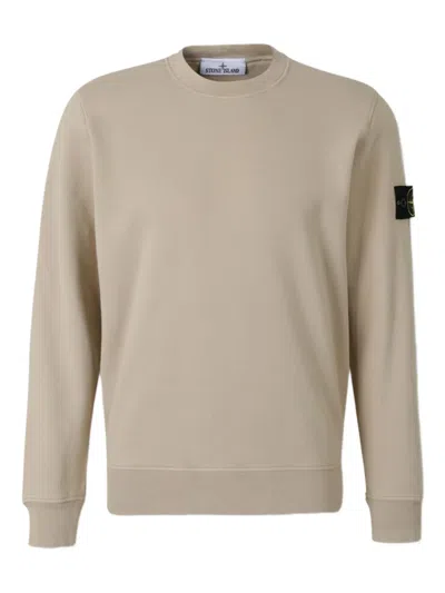 Stone Island Compass-badge Crew-neck Sweatshirt In Burgundy