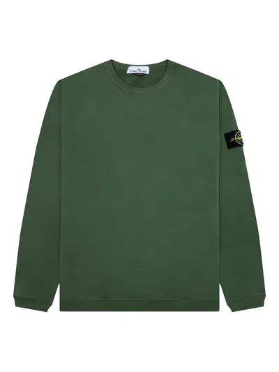 Stone Island Compass-badge Crew-neck Sweatshirt In Green