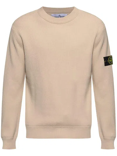 Stone Island Wool Ribbed Sweater In White