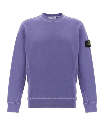 Stone Island Compass-badge Crewneck Sweatshirt In Purple