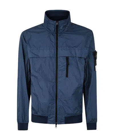 Stone Island Compass-badge Crinkled Windbreaker In Blue