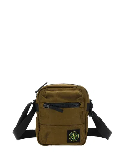 Stone Island Compass-badge Crossbody Bag In Green