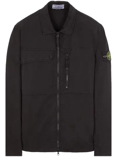 Stone Island Compass-badge Denim Jacket In Black
