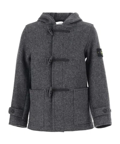 Stone Island Compass-badge Duffle Coat In Gray