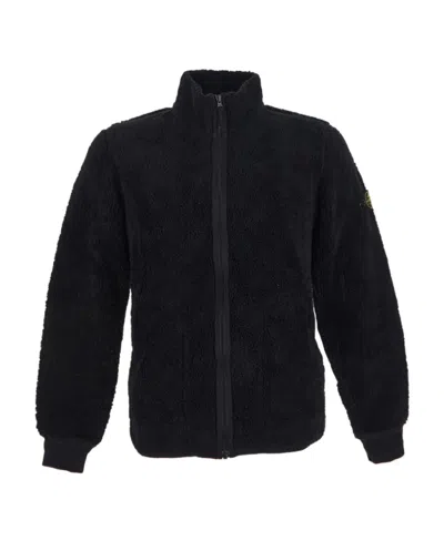 Stone Island Compass-badge Faux-shearling Jacket In Black