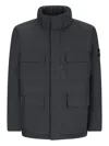 Stone Island Padded Field Jacket With Anti-drip And Snap Pockets In Black