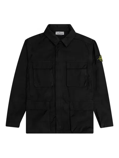 Stone Island Compass-badge Flap-pockets Jacket In Black