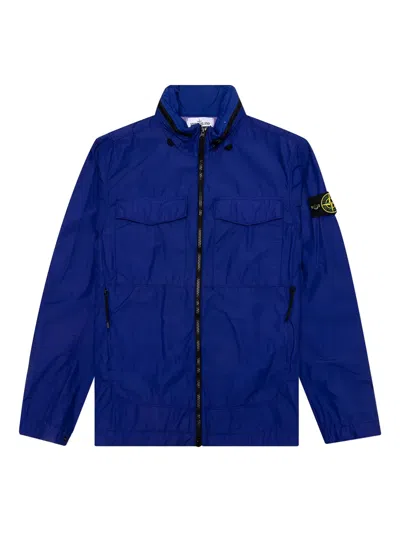 Stone Island Compass-badge Flap-pockets Jacket In Blue