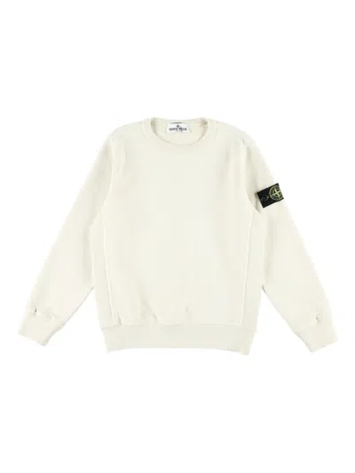 Stone Island Compass-badge Fleece Sweatshirt In White