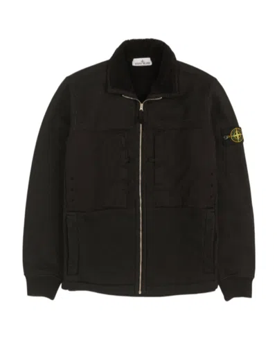 Stone Island Compass-badge Funnel-neck Jacket In Black