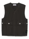 Stone Island Vest With Cotton Ripstop Lining And Multiple Pockets In Grey