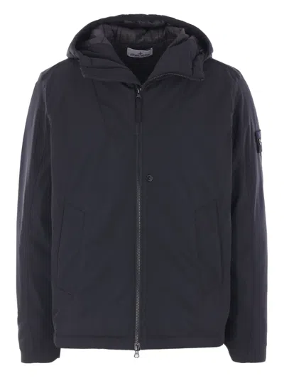 Stone Island Compass-badge Hooded Jacket In Black