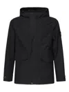 Stone Island Hooded Waterproof Cotton Jacket In Black