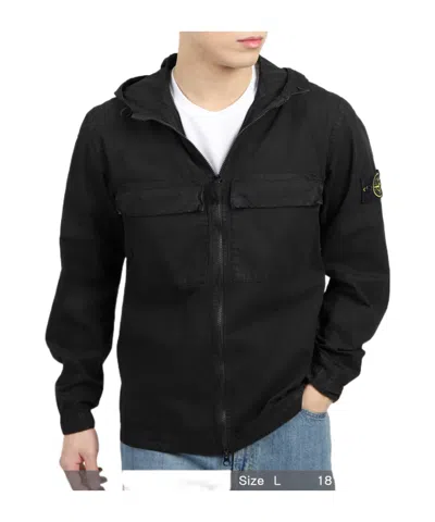 Stone Island Compass-badge Hooded Jacket In Black