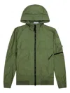 Stone Island Compass-badge Hooded Jacket In Green