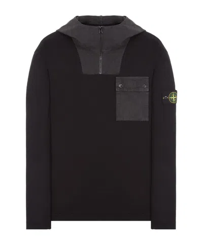 Stone Island Compass-badge Hooded Jumper In Black