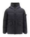 Stone Island Compass-badge Hooded Puffer Jacket In Blue