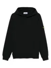 Stone Island Organic Cotton Fleece Hoodie In Black