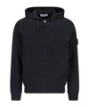 Stone Island Drawstring Hooded Zip-up Sweater In Black