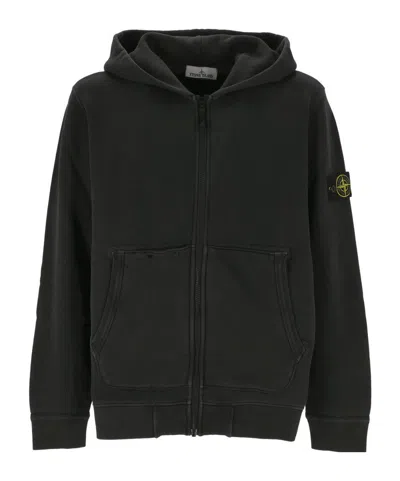 STONE ISLAND STONE ISLAND LOGO-PATCH ZIP-UP HOODIE