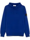 Stone Island Men's Cotton Fleece Hooded Sweatshirt With Pouch Pocket In Blue