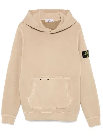 Stone Island Compass-badge Hoodie In Brown