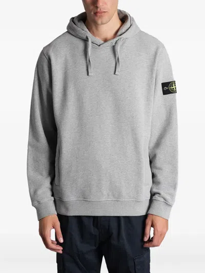 Stone Island Organic Cotton Hooded Sweatshirt In Gray