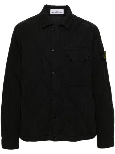 Stone Island Compass-badge Quilted Jacket In Black