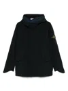 Stone Island Short Parka With Protective Hood In Blue