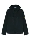 Stone Island Short Parka With Elastic Hem And Hood In Blue