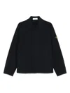 Stone Island Tailored Black Casual Jacket With Minimalist Design In Blue