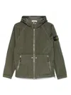 Stone Island Military Green Bomber Jacket With Iridescent Finish In Gray
