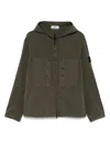 Stone Island Drawstring Hooded Jacket Pockets In Green