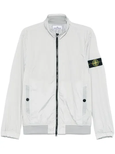 Stone Island Logo-patch Bomber Jacket In Gray