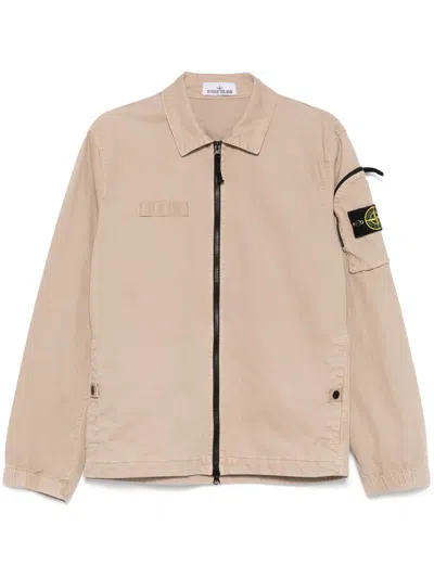 Stone Island Compass-badge Jacket In Nude