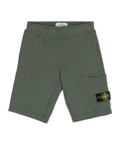 Stone Island Compass-badge Jersey Shorts In Green