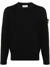 Stone Island Crew Neck Sweater With Brushed Texture. In Black