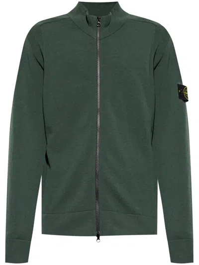 STONE ISLAND COMPASS-BADGE KNIT CARDIGAN