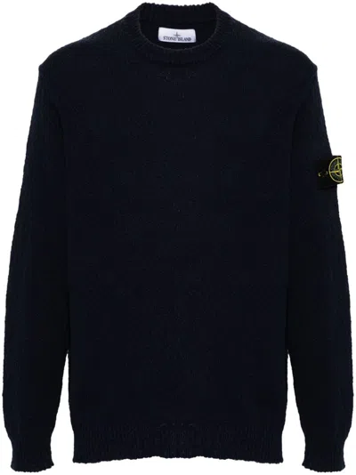 Stone Island Compass-badge Knitted Jumper In 蓝色