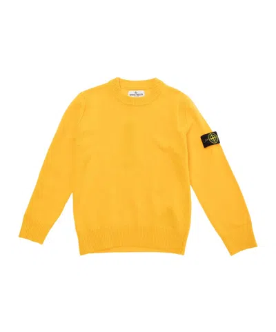 Stone Island Compass Badge Knitted Jumper In Yellow