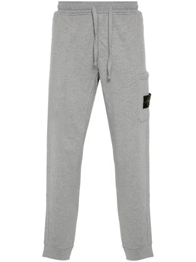 Stone Island Mens Grey Melange Brand-badge Cotton-fleece Jogging Bottoms In Gray