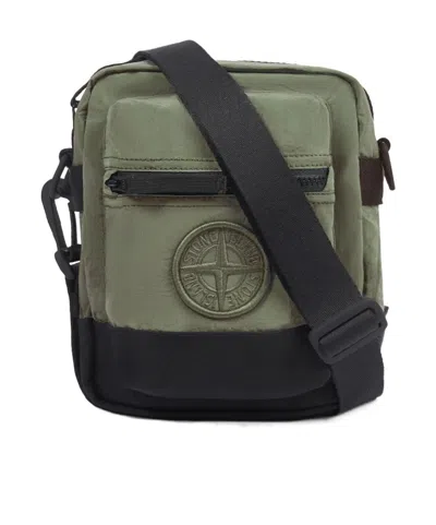 Stone Island Compass-badge Messenger Bag In Green