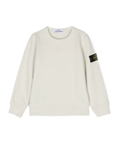 Stone Island Compass Badge Organic Cotton Sweatshirt In White