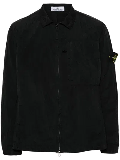 Stone Island Compass-badge Overshirt In Black