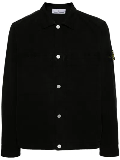 Stone Island Compass-badge Overshirt In Black