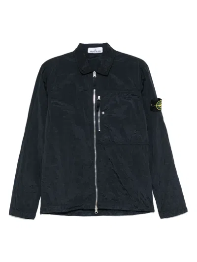 Stone Island Overshirt With Long Sleeves And Point Collar In Multicolor