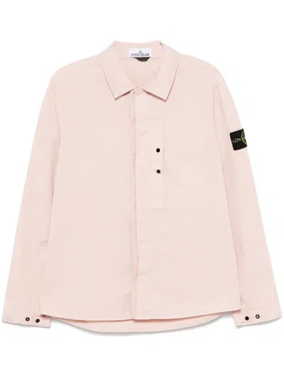 Stone Island Compass-badge Overshirt In Pink